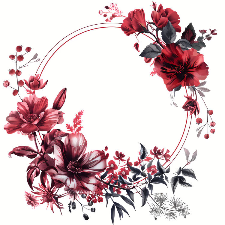 Round Frame,Bouquet,Floral Arrangement
