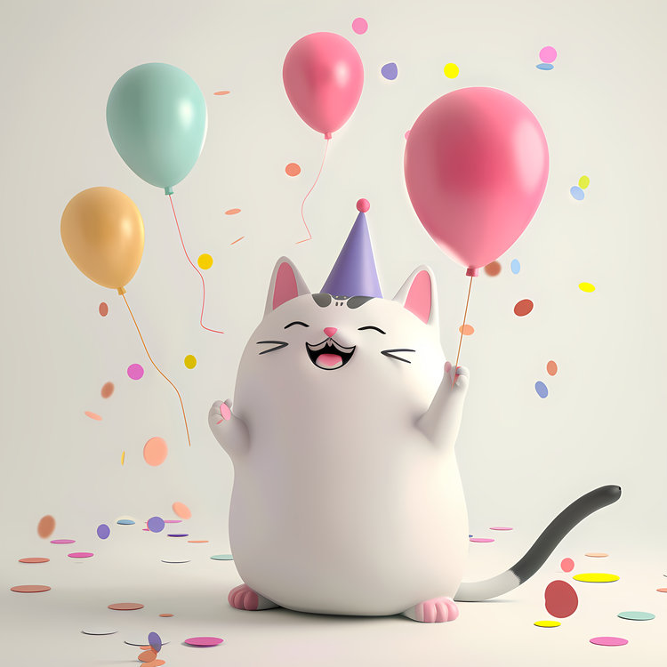 Party Day,Cartoon Cat,Birthday Party