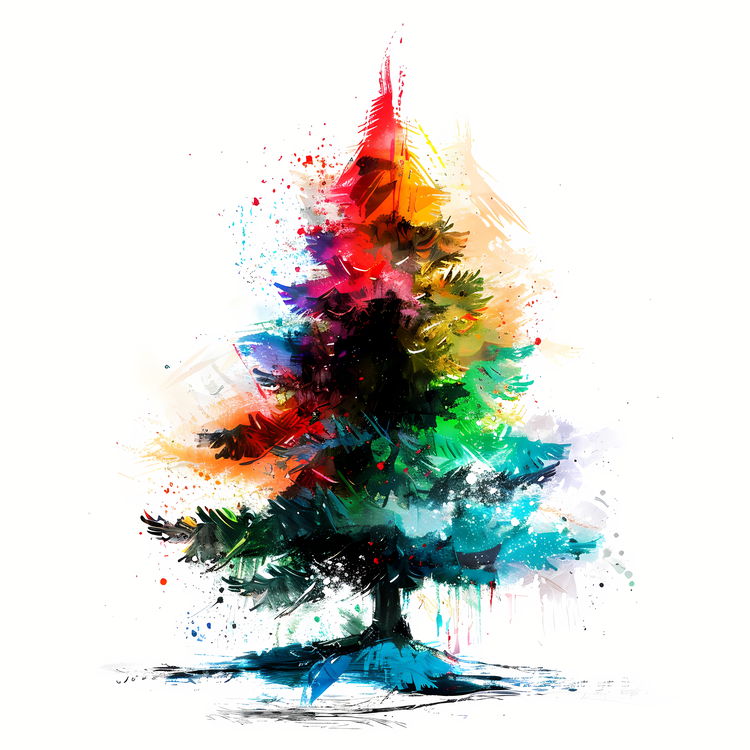 Fir Tree,Christmas Tree,Painting
