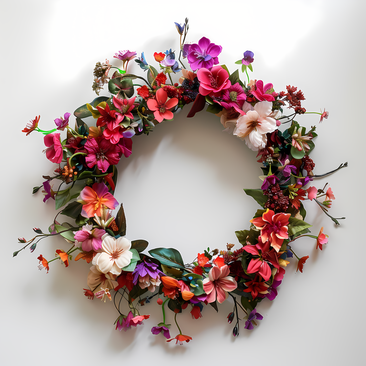 Flower Wreath,Floral Wreath,Vibrant Colors