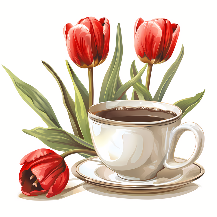 Spring,Coffee,Tulips