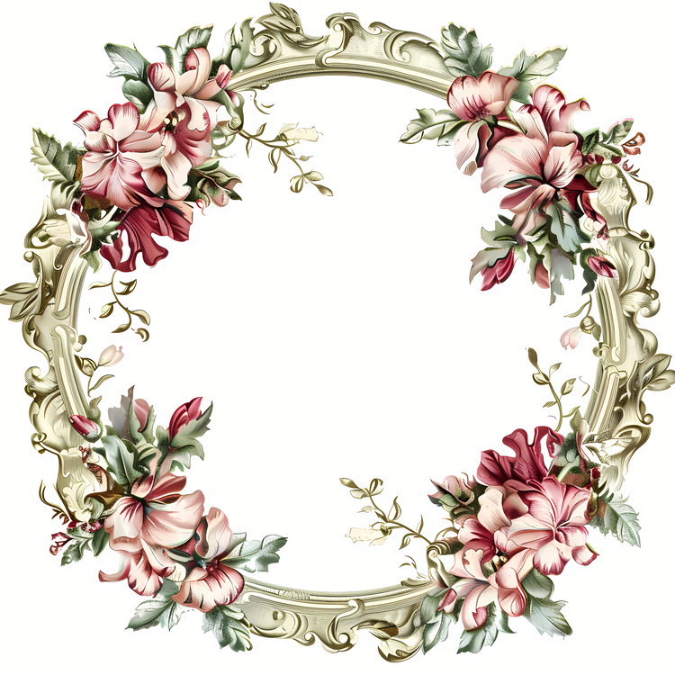 Round Frame,Floral Wreath,Frame