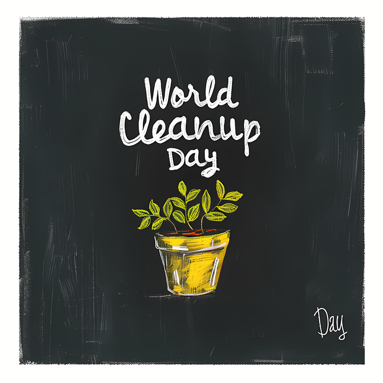 World Cleanup Day,Chalkboard Wall,Green Plants