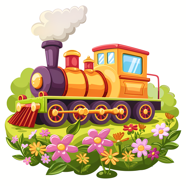 Spring,Train,Flower Garden