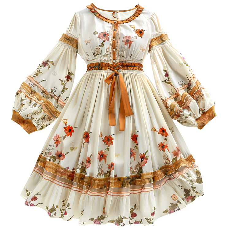 Boho Dress,Embroidered Dress,Long Sleeved Dress