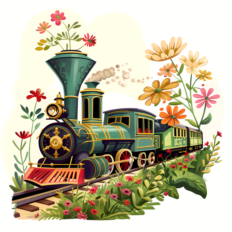 Spring,Train,Landscape