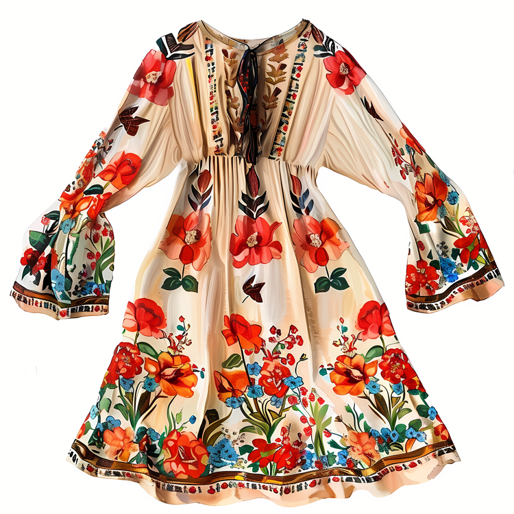 Boho Dress,For   Vintage,Floral Print