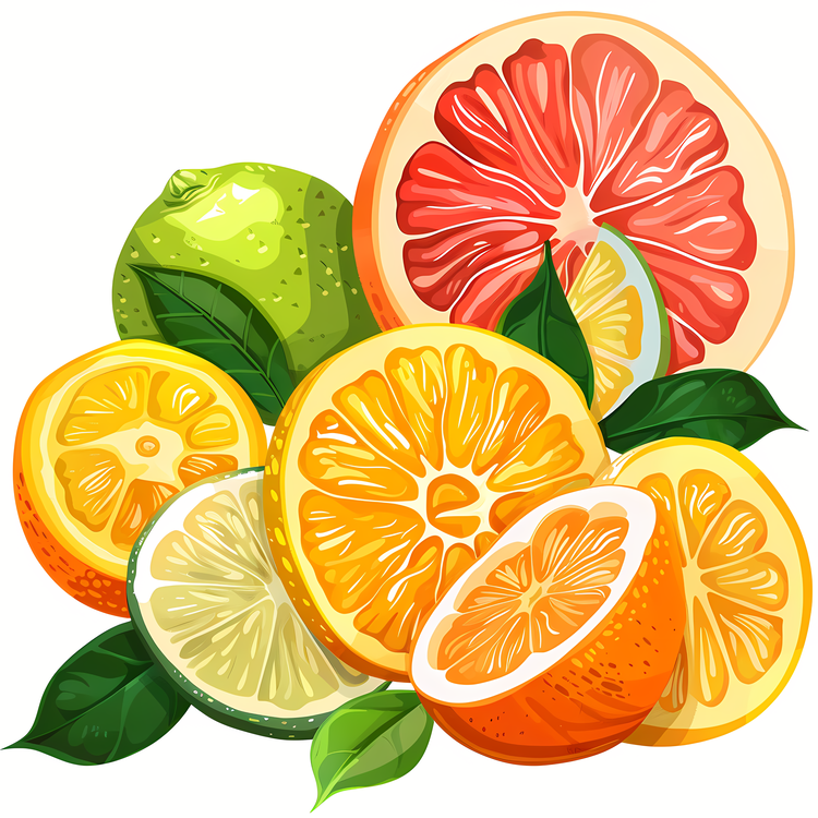 Vitamin C Day,Slices Of Citrus Fruits,Fresh Orange And Lemon Slices