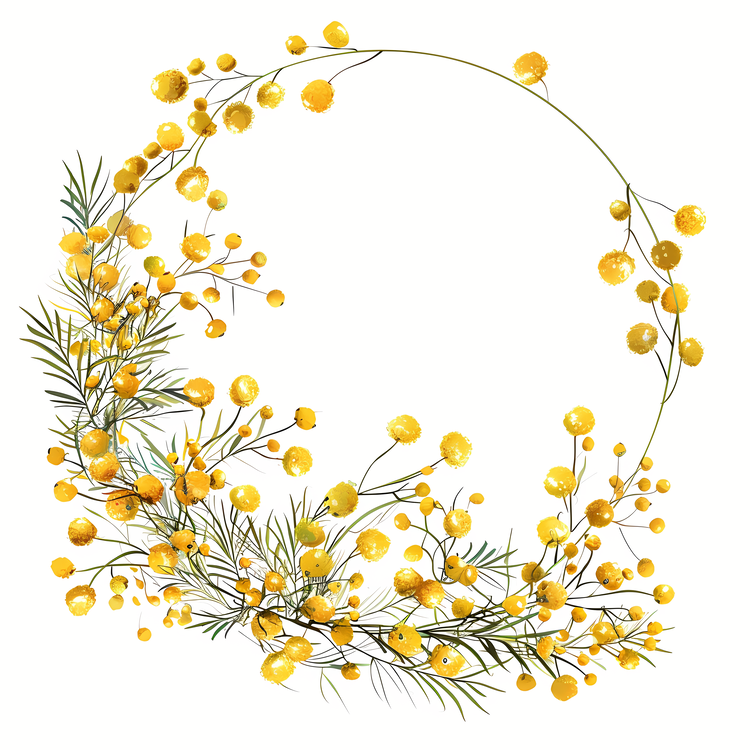 Mimosa Flowers,Wreath,Floral