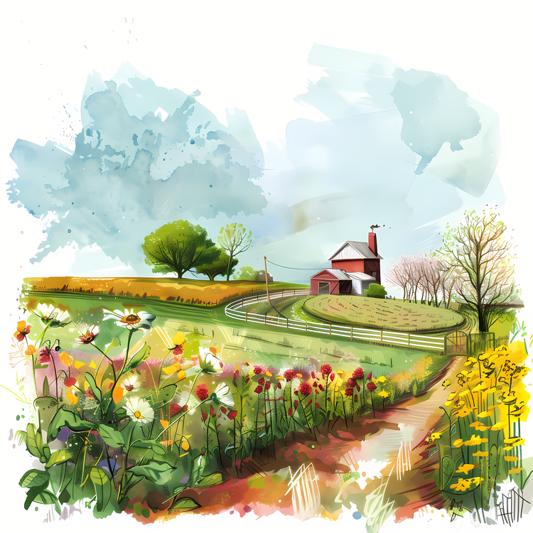 Spring,Train,Farm