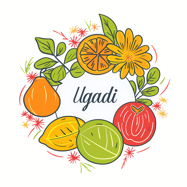 Happy Ugadi,Fruit,Circle