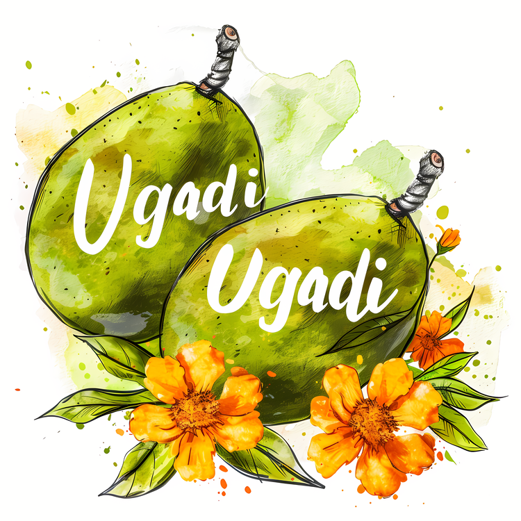 Happy Ugadi,Watercolor,Fruit