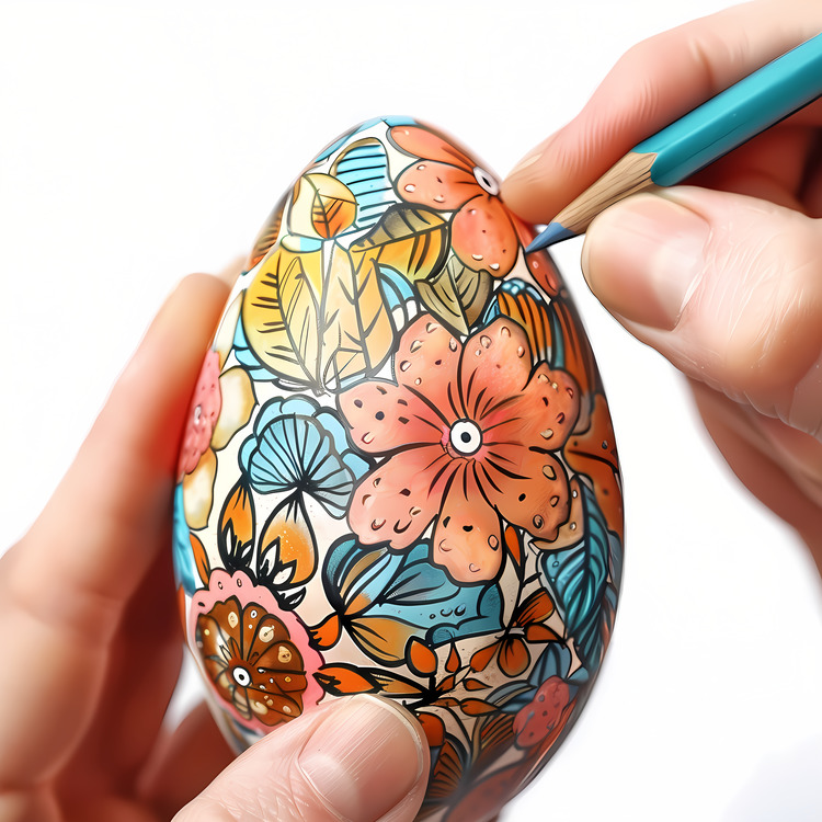 Coloring Easter Egg,Floral,Watercolor Painting