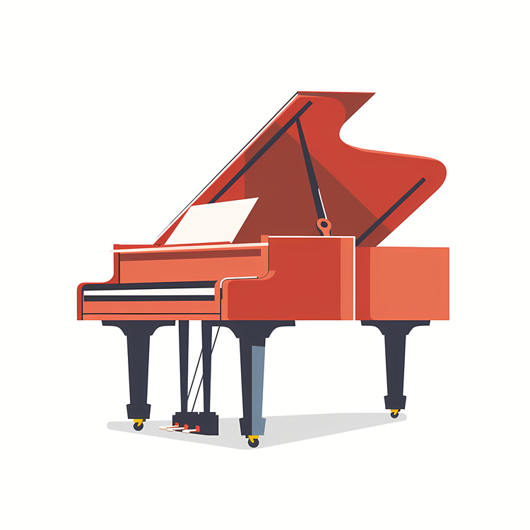 Piano,Red Piano,Classical Music Instrument