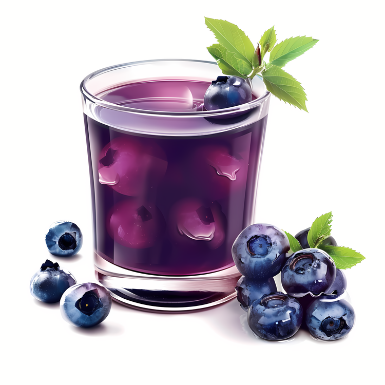 Blueberry Juice,Blueberry Drink In Glass,Drink With Fresh Blueberries