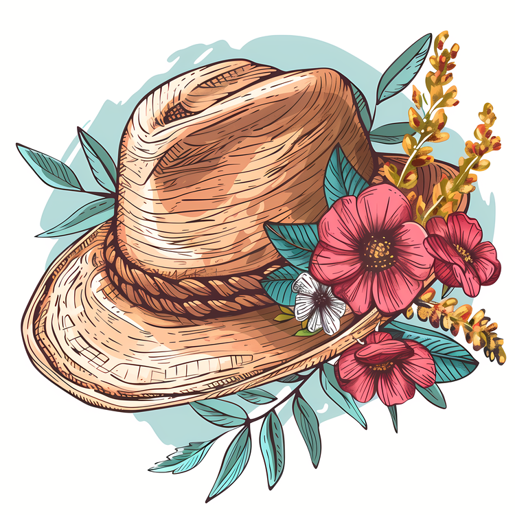 Boho Style Hat,Rustic Hat,Flower Arrangement