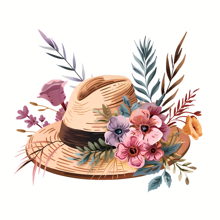 Boho Style Hat,Flower Hat,Floral Hat