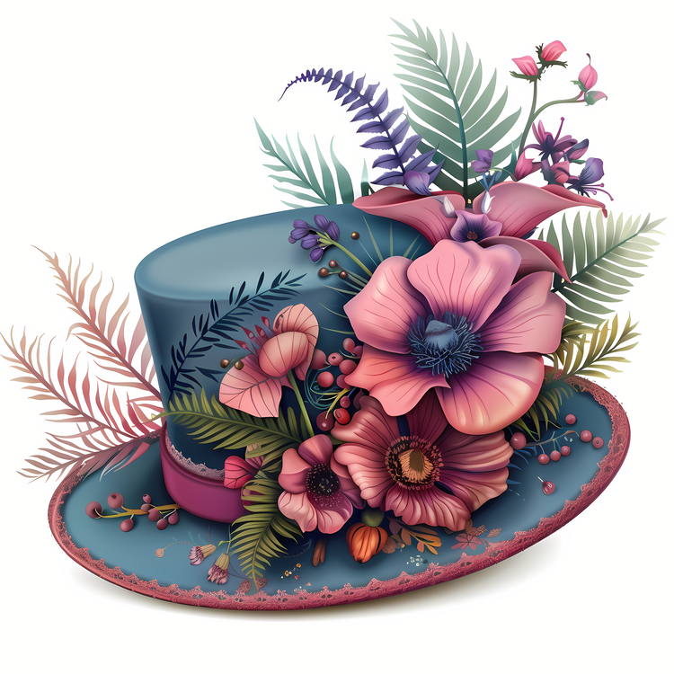 Boho Style Hat,Flowers,Hat