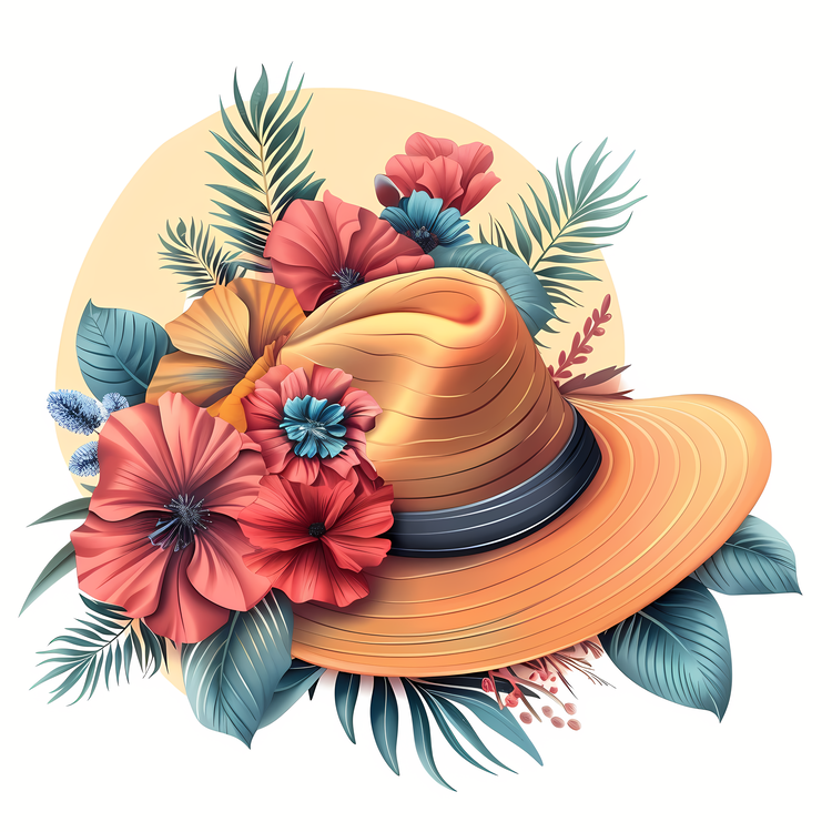 Boho Style Hat,Floral Hat,Summer