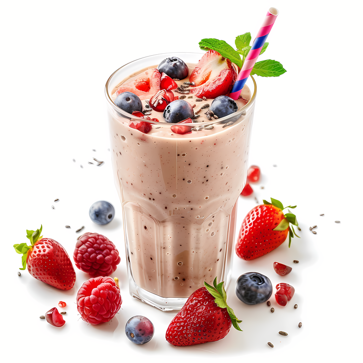 Vegan Protein Shake,Strawberry Smoothie,Red Berries