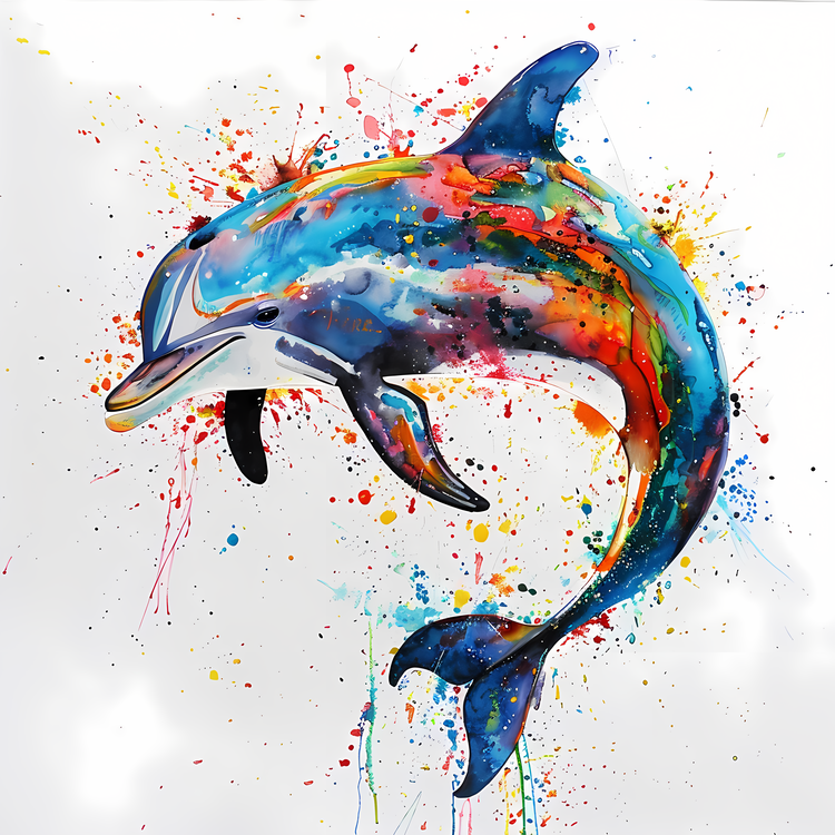 Dolphin Day,Painted,Watercolor