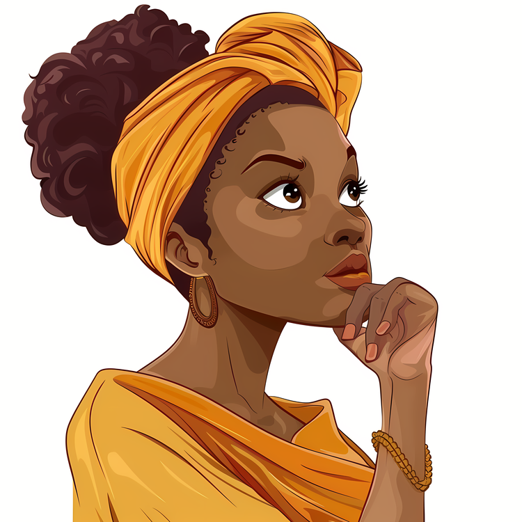 Thinking Woman,Cartoon,Black Woman