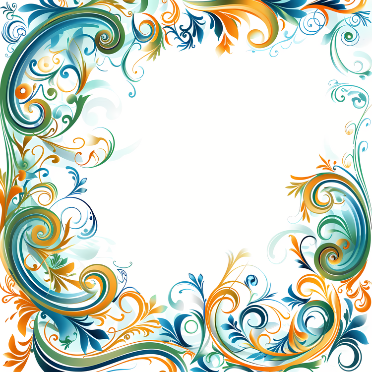 Border Texture,Ornate Frame,Colorful Floral Design