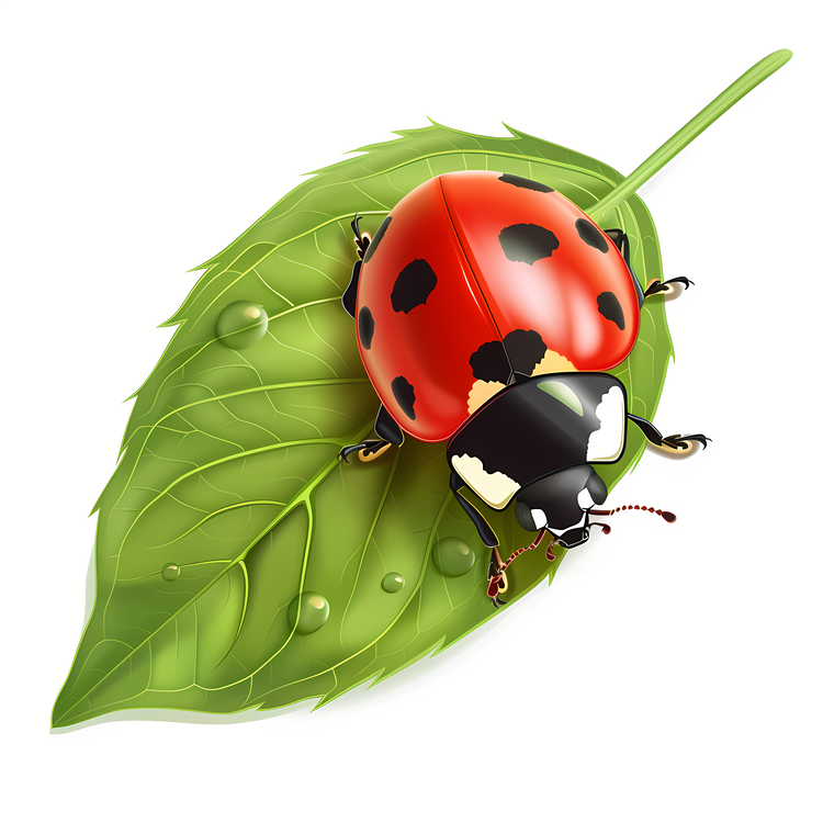 Ladybug,Vector,Green Leaf