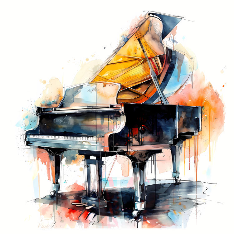 Piano,Watercolor Painting,Abstract