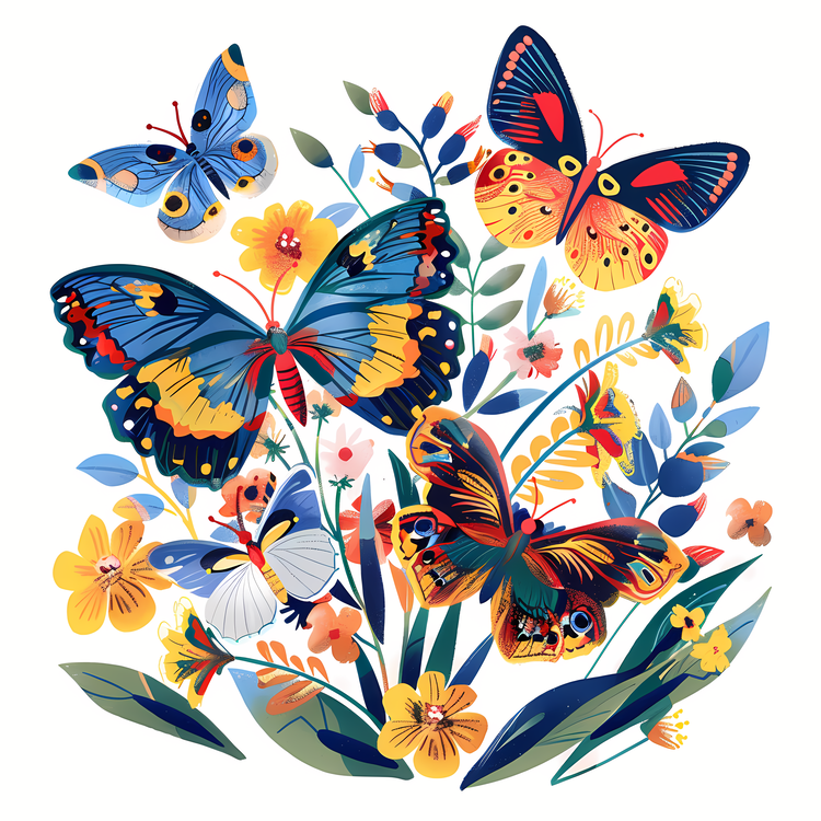 Butterflies,Colorful,Flowers