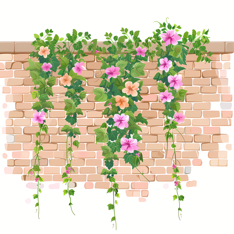 Brick Wall,Flowers,Plant