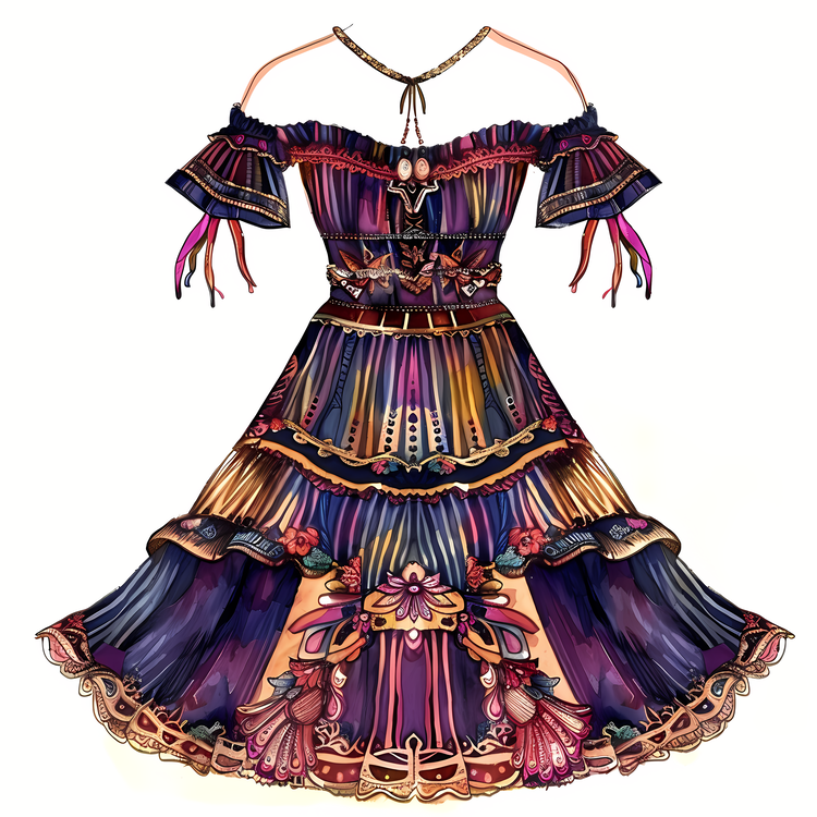 Boho Dress,Colorful,Victorian