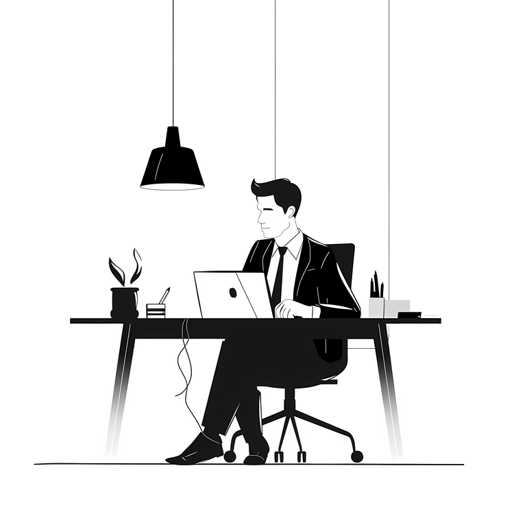 Office Background,Businessman Working At Desk,Man Using Laptop At Work