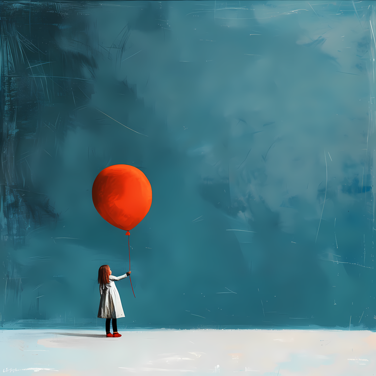 Girl Holding Balloon,Painting,Girl