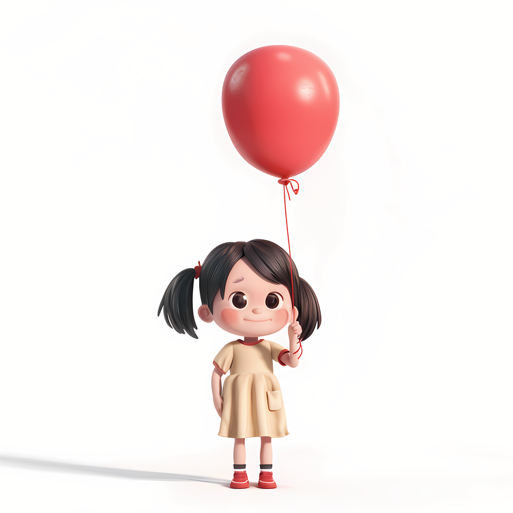 Girl Holding Balloon,Girl,Red Balloon