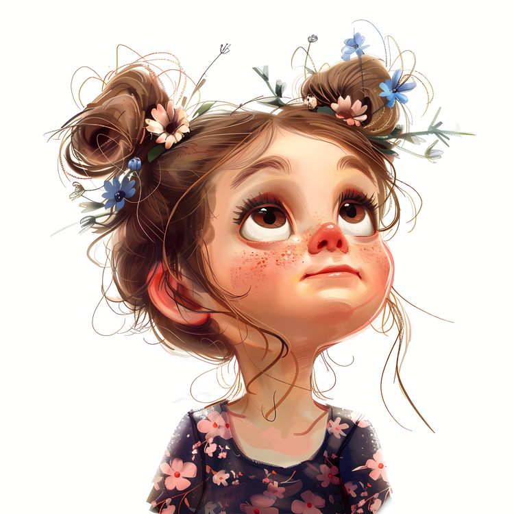 Baby Girl,Portrait,Digital Illustration
