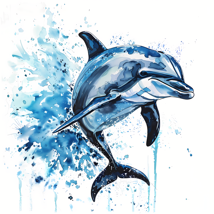 Dolphin Day,Dolphin In Water,Blue And White Background