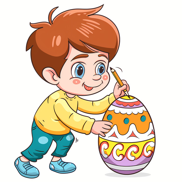 Coloring Easter Egg,Boy,Paint Egg
