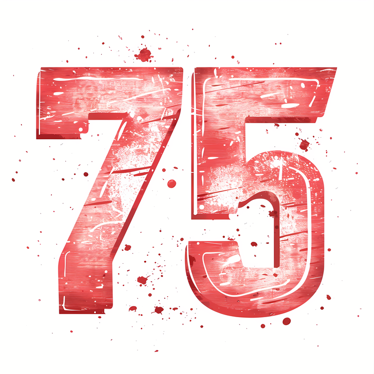 Number 75 Art Design,Red,Number