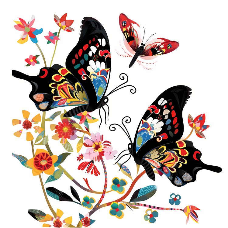 Butterflies,Floral,Vibrant