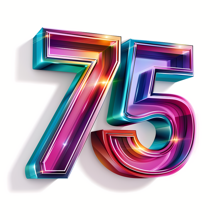 Number 75 Art Design,For   Are Shiny,Colorful