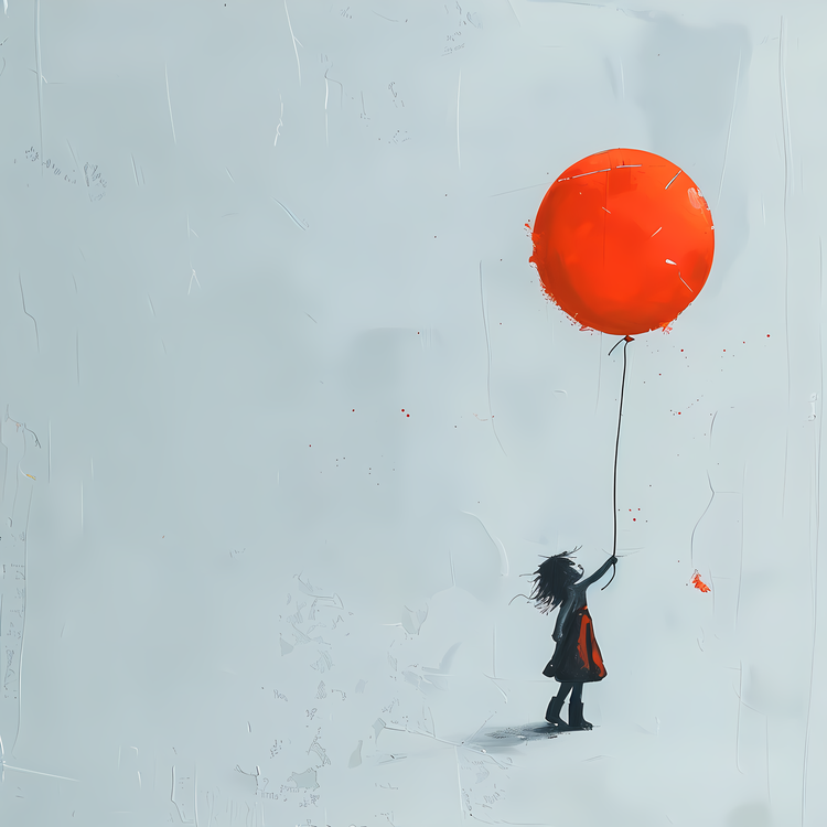 Girl Holding Balloon,Red,Balloon