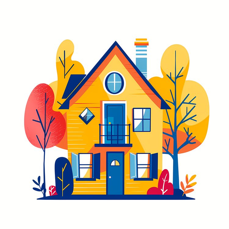 Cartoon Home,House,Fall