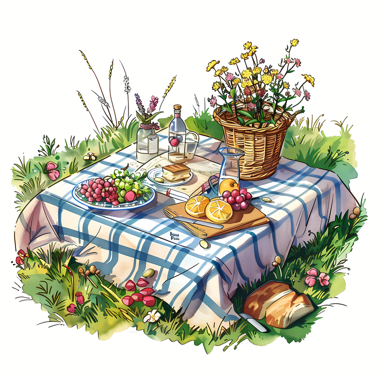 Springtime,Picnic,Plaid Tablecloth