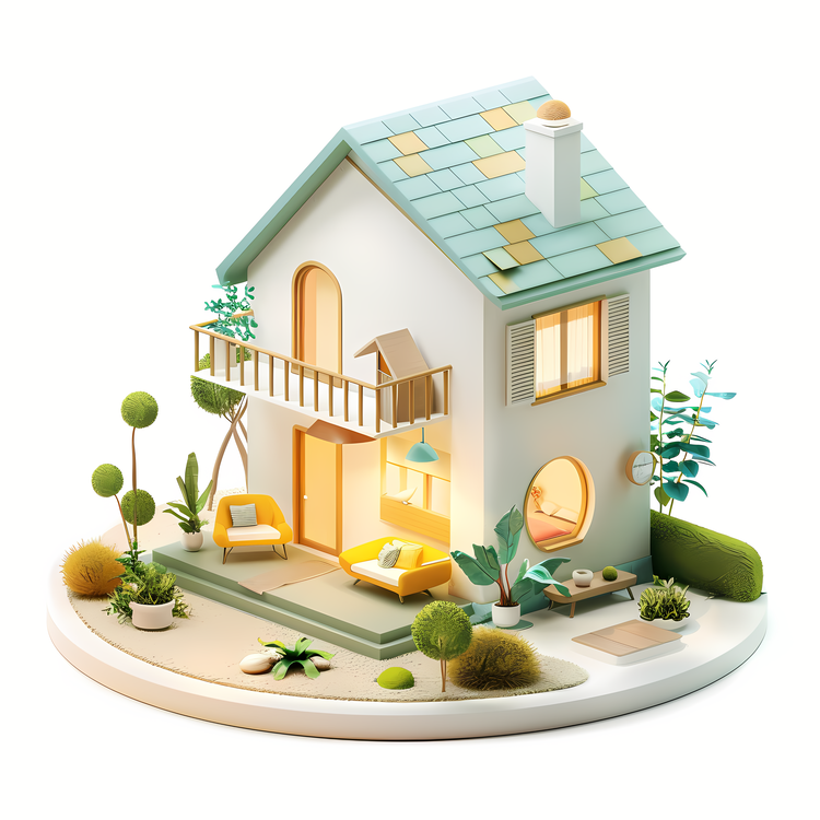 Cartoon Home,House,Garden