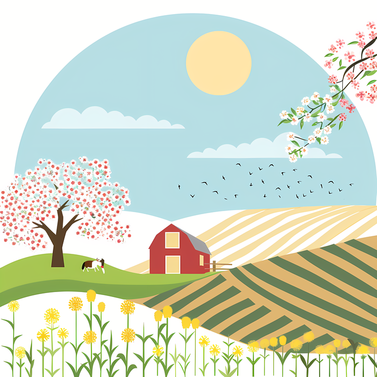 Spring Farming Life,Landscape,Barn