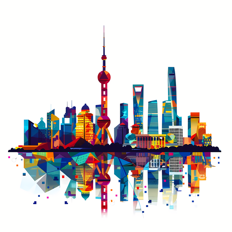 Shanghai City Silhouette,Art,Chinese
