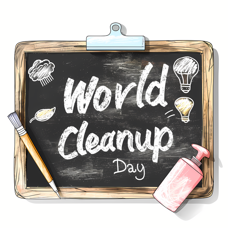 World Cleanup Day,Chalkboard,Hand Drawing