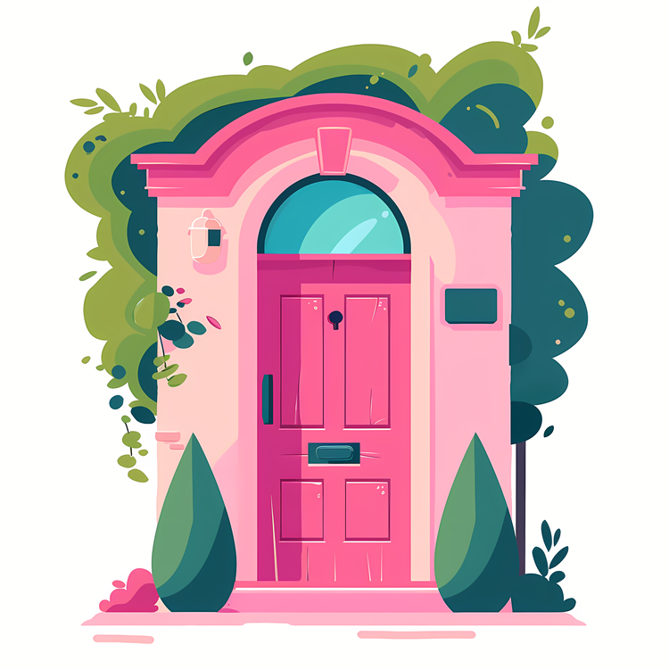 Door,Pink House,Arched Door
