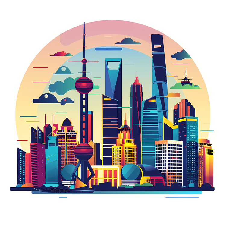 Shanghai City Silhouette,Skyline,Cityscape